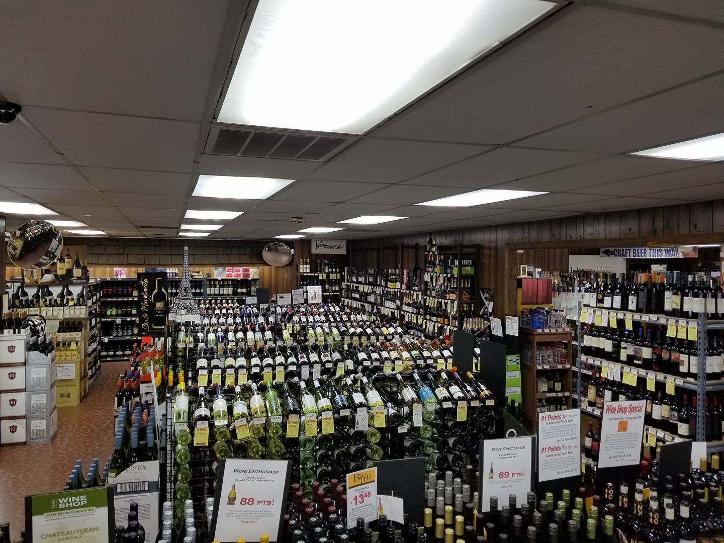 The interior of The Wine Shop, showing rows upon rows of wine bottles ready to be purchased.