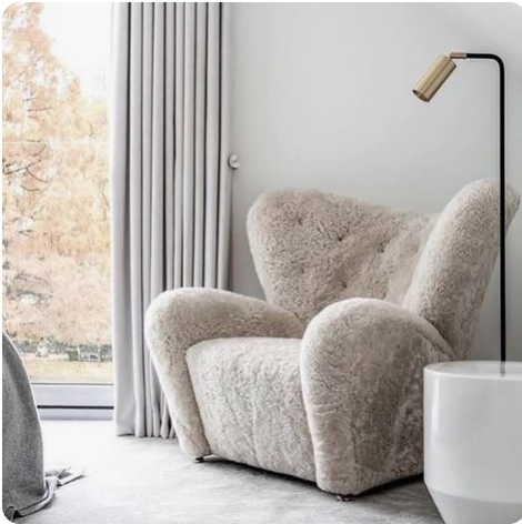 flemming lessen old man chair, fuzzy lounge chair