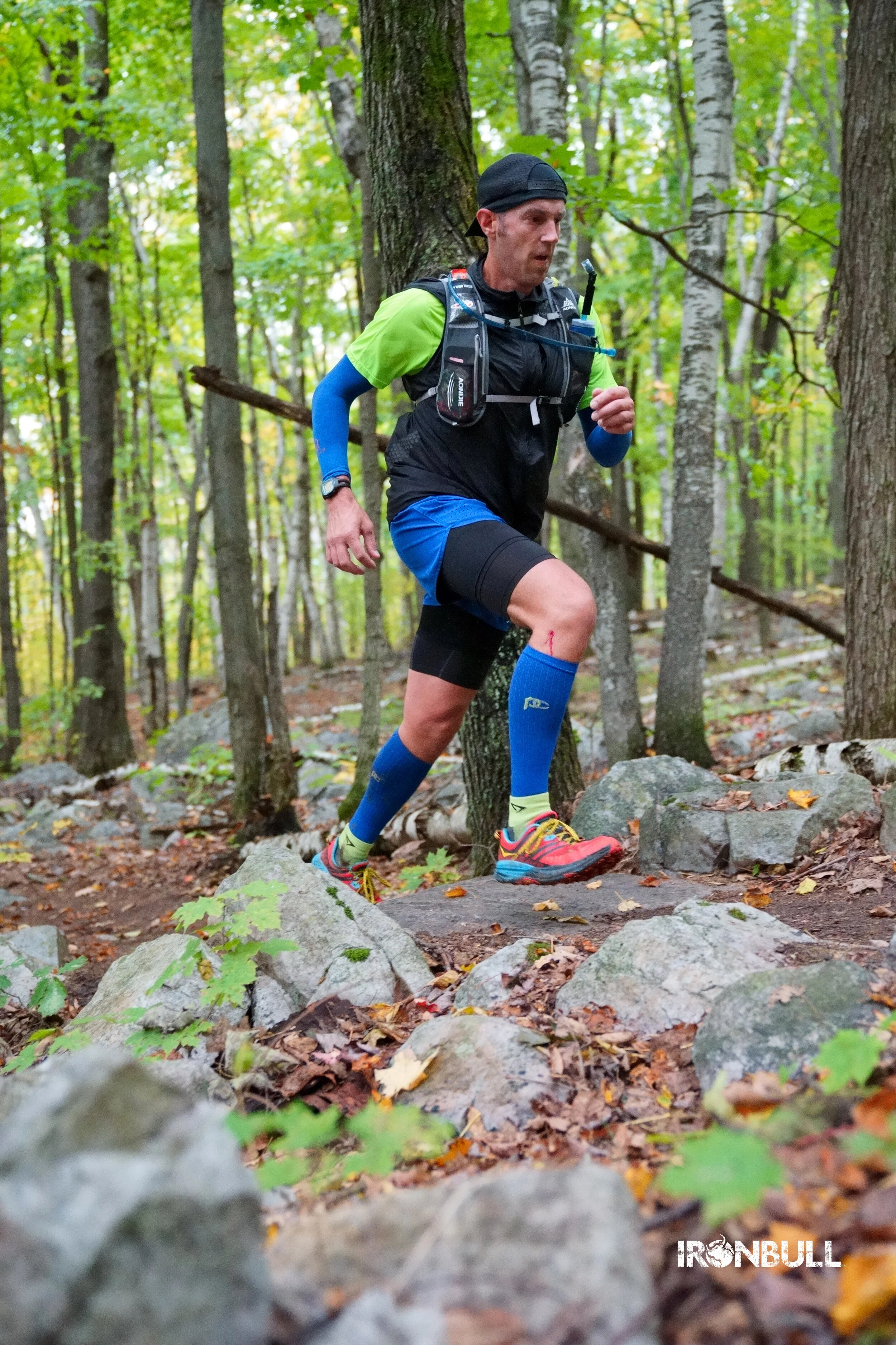 First time ultra marathoner John Lauer flies over the rocky terrain. Photo credit: Gregory T Photography LLC