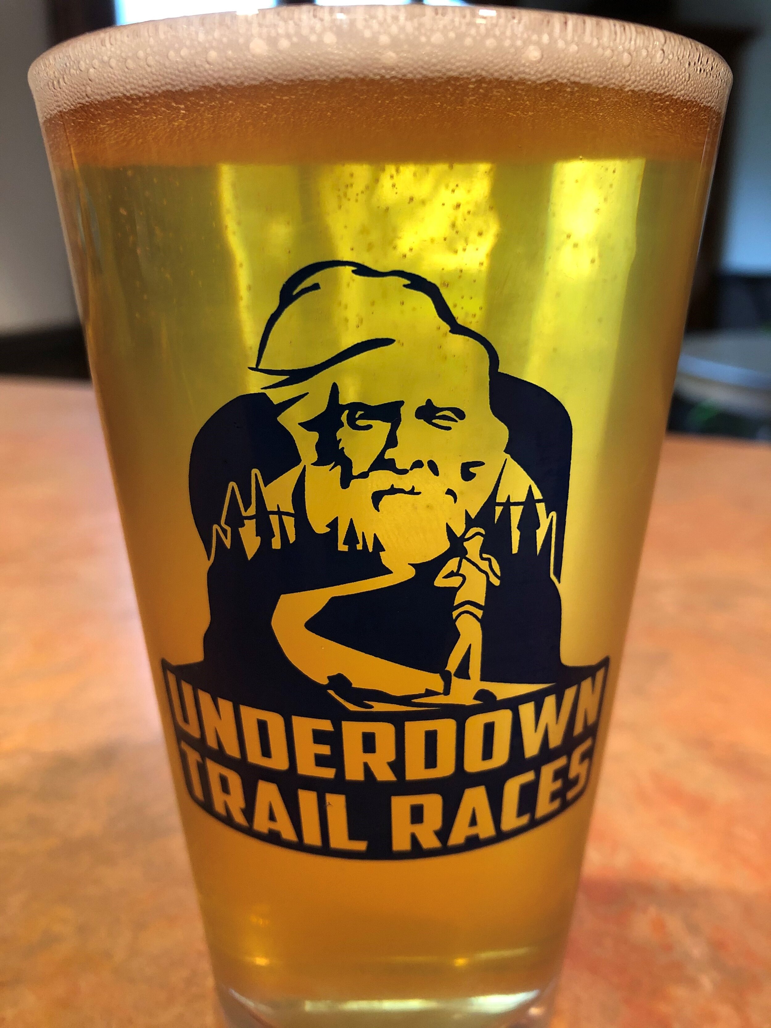 Custom pint glass in use
