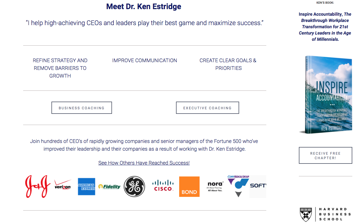 Ken wanted to highlight his house-hold name clients and the accolades he’s accumulated throughout his career. Click on image to enhance size.