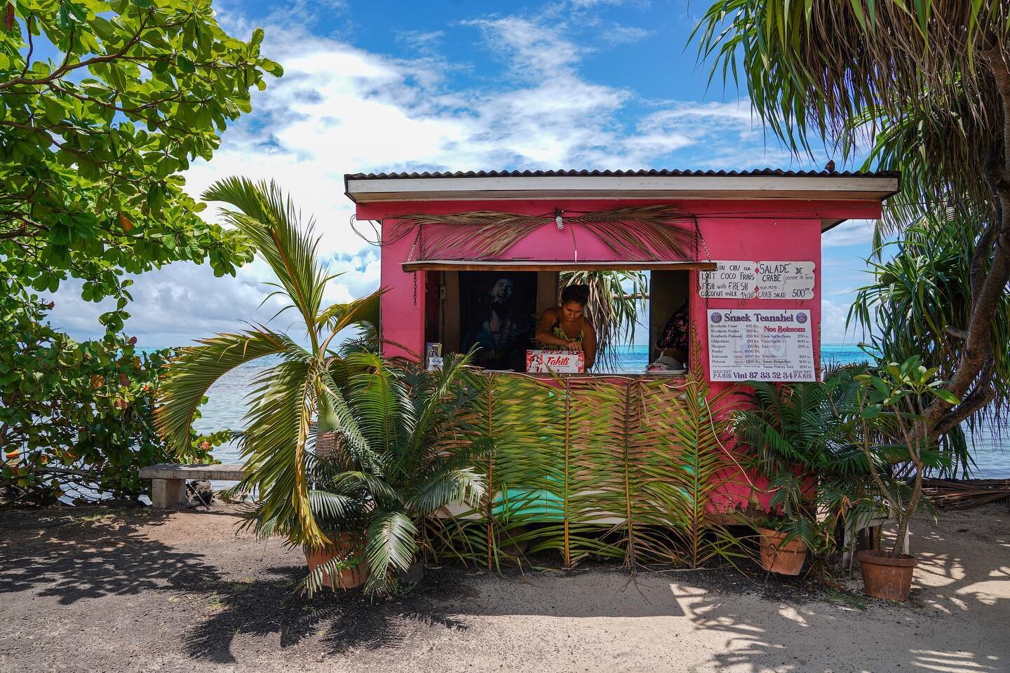 Seaside snack stop 🌴 I&rsquo;d eat at this little pink hut any day of the week. 
.
.
@tahitifoodtours 
.
.
.
.
#tahiti #lovetahiti #moorea #frenchpolynesia #tlpicks #foodandwine #lonelyplanet #culinary #foodporn #yourshotphotographer #sonyalpha #son