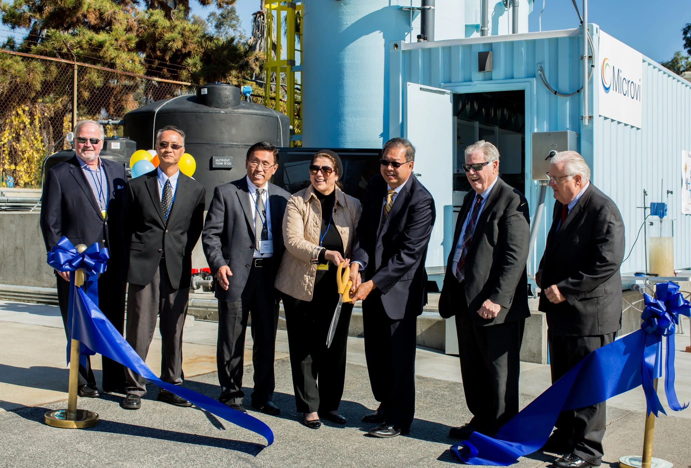 The grand opening ceremony for Microvi's nitrate-removal plant for drinking water at Sunny Slope Water Company in Pasadena, California.