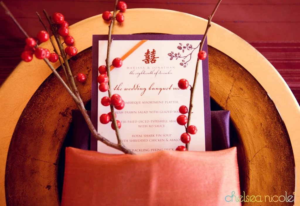Chinese wedding banquet printed menu