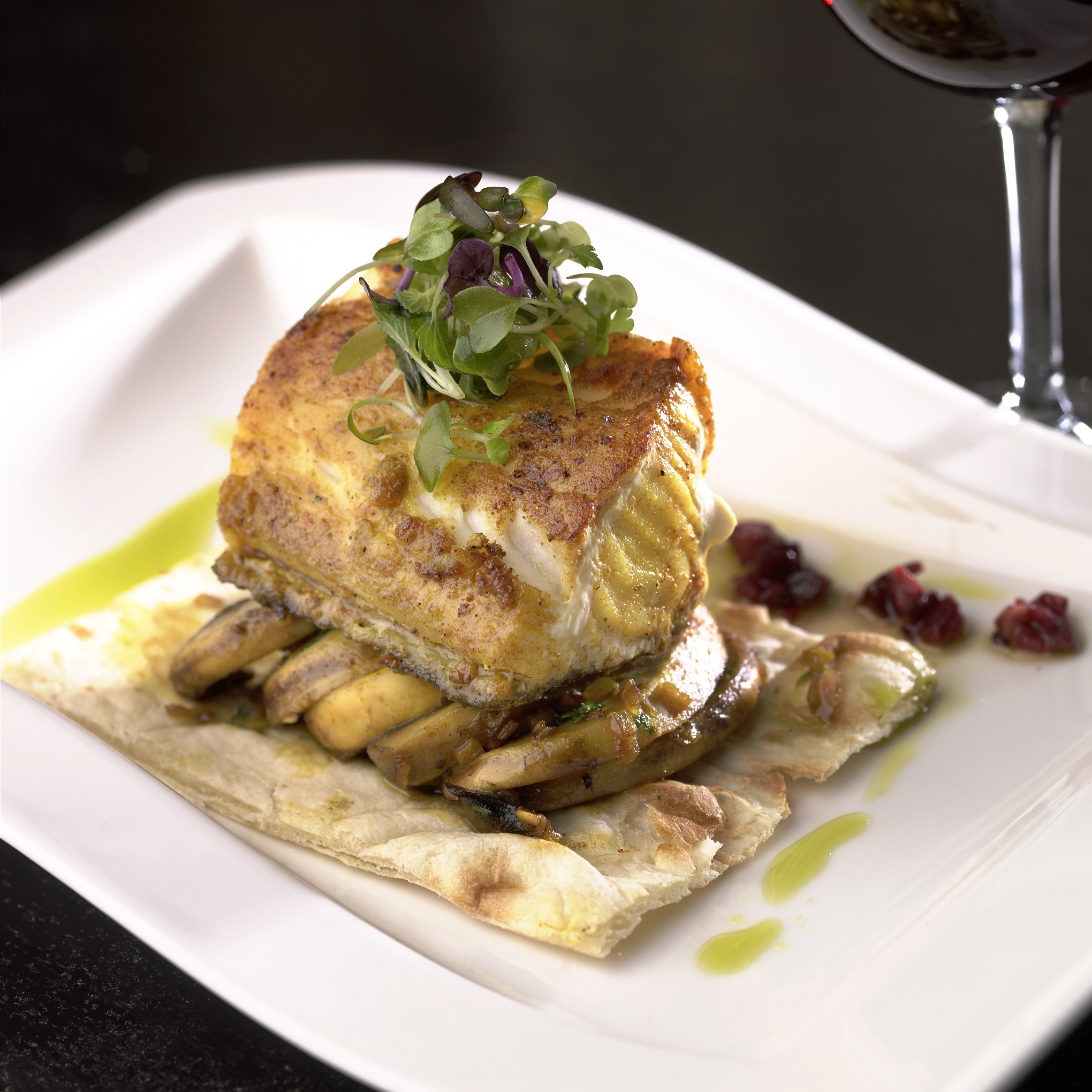 Roasted wild atlantic black cod marinated in pickling spices, served with apple fennel salad, roasted beetroot and cod vinaigrette - resized