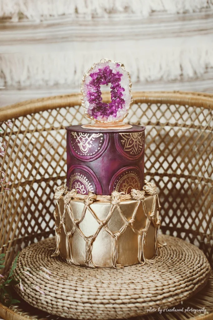 boho_cake_rock_candy_geode wedding cake