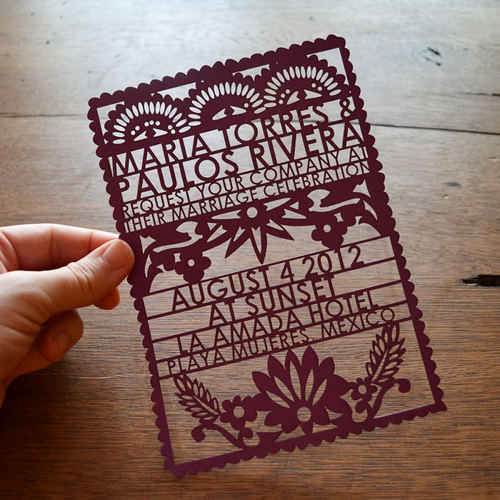 laser cut invitations papel picado