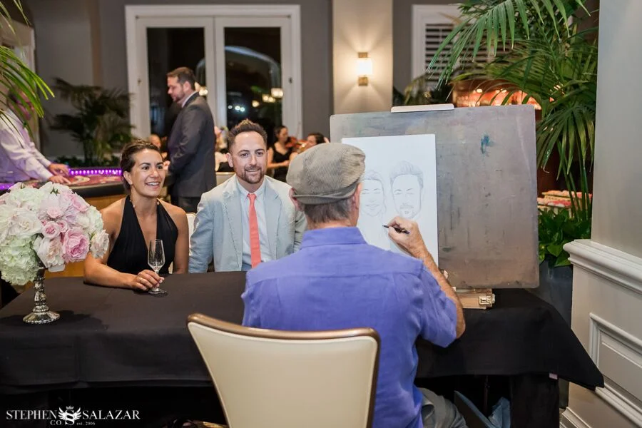 sketch artist at a wedding reception