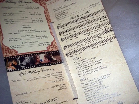vintage photo wedding programs