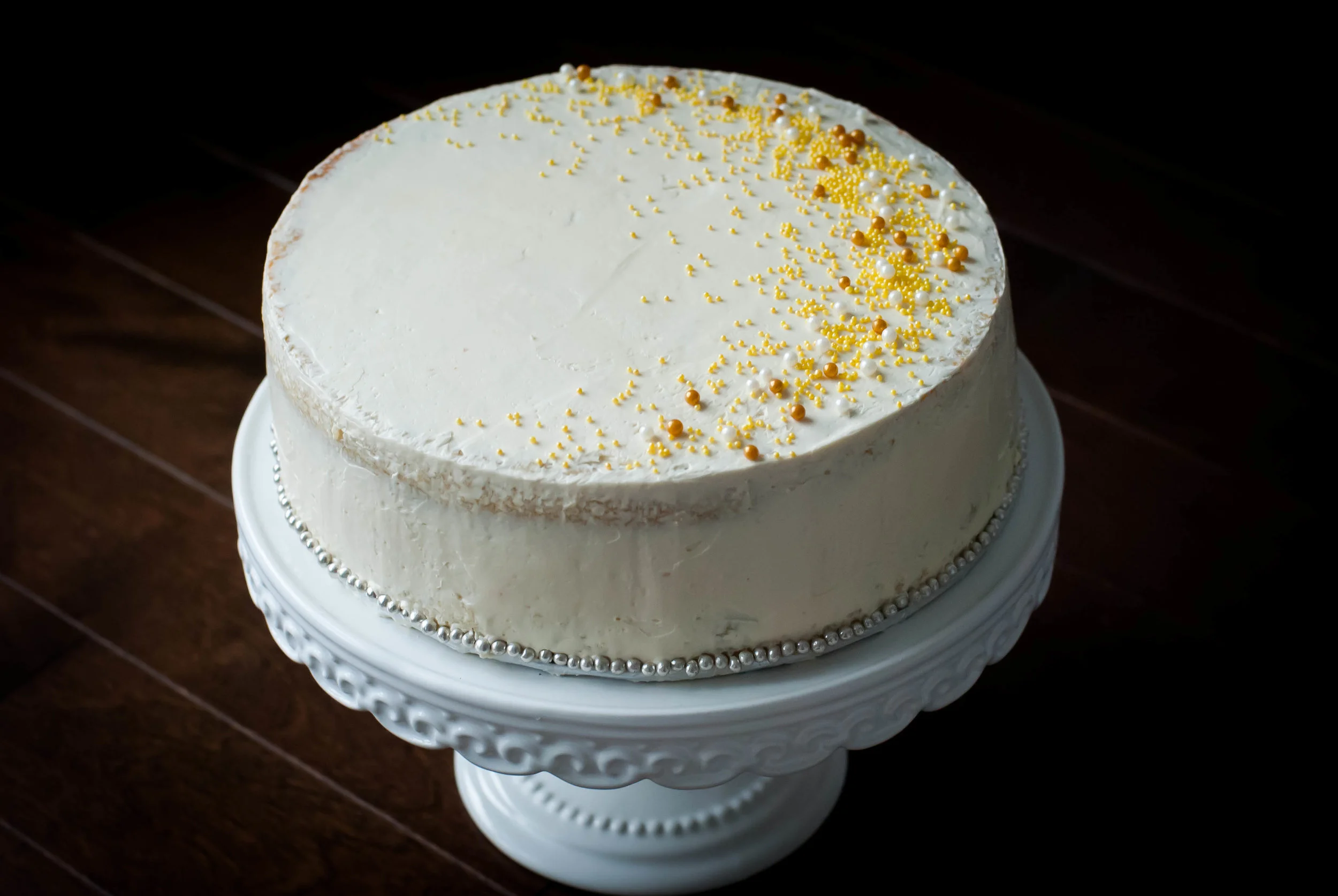 Vanilla Cake with Almond Swiss Meringue Buttercream