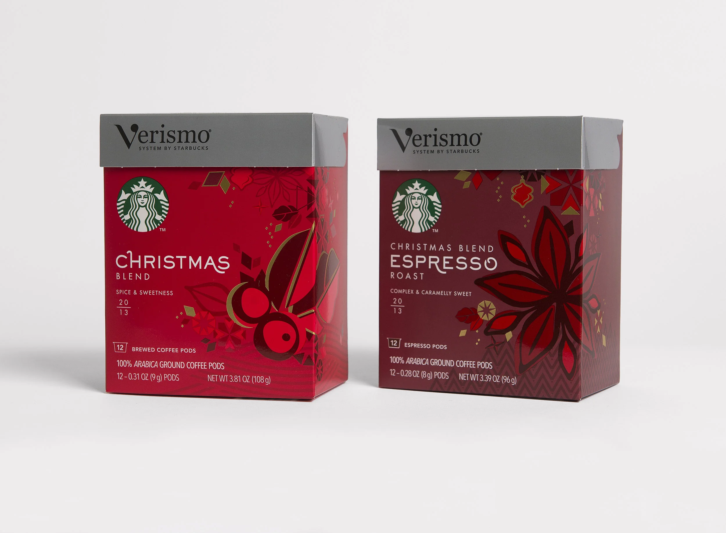 Verismo Christmas Blend & Espresso Roast cartons.