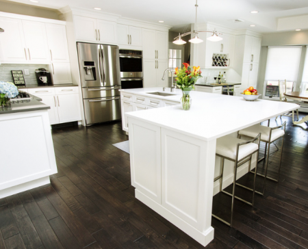 Modern kitchen with white cabinets