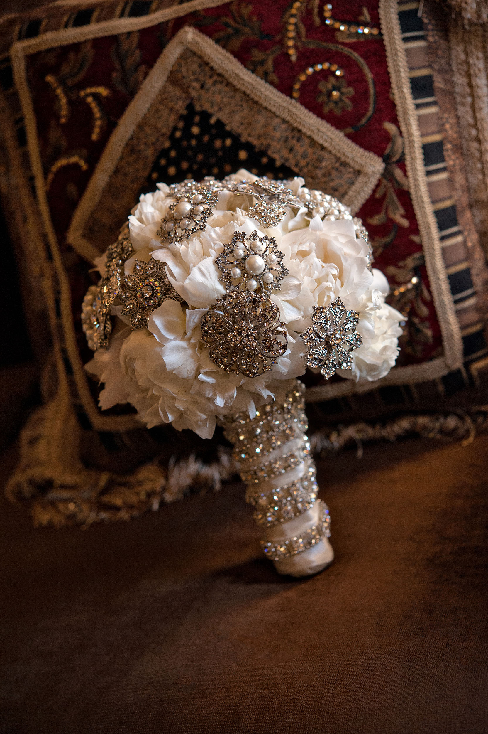 Bride's bejeweled bouquet.
