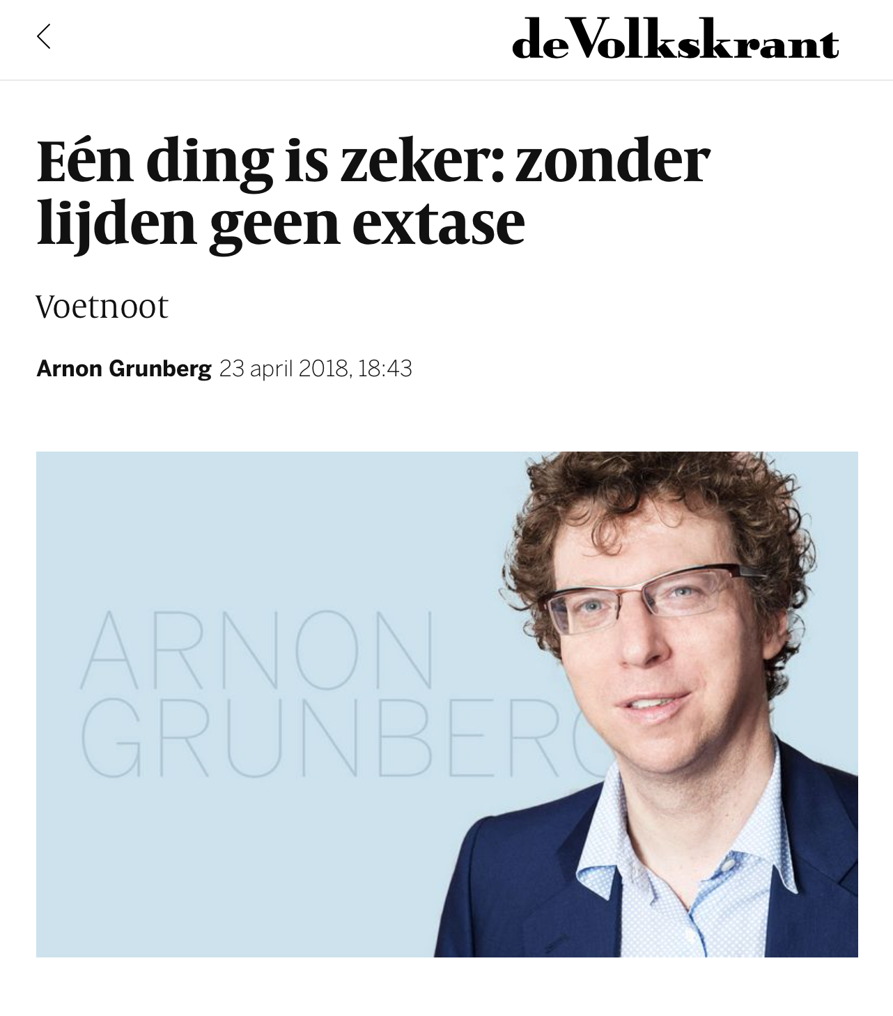 Voetnoot - Arnon Grunberg - de Volkskrant, 23/4/2018