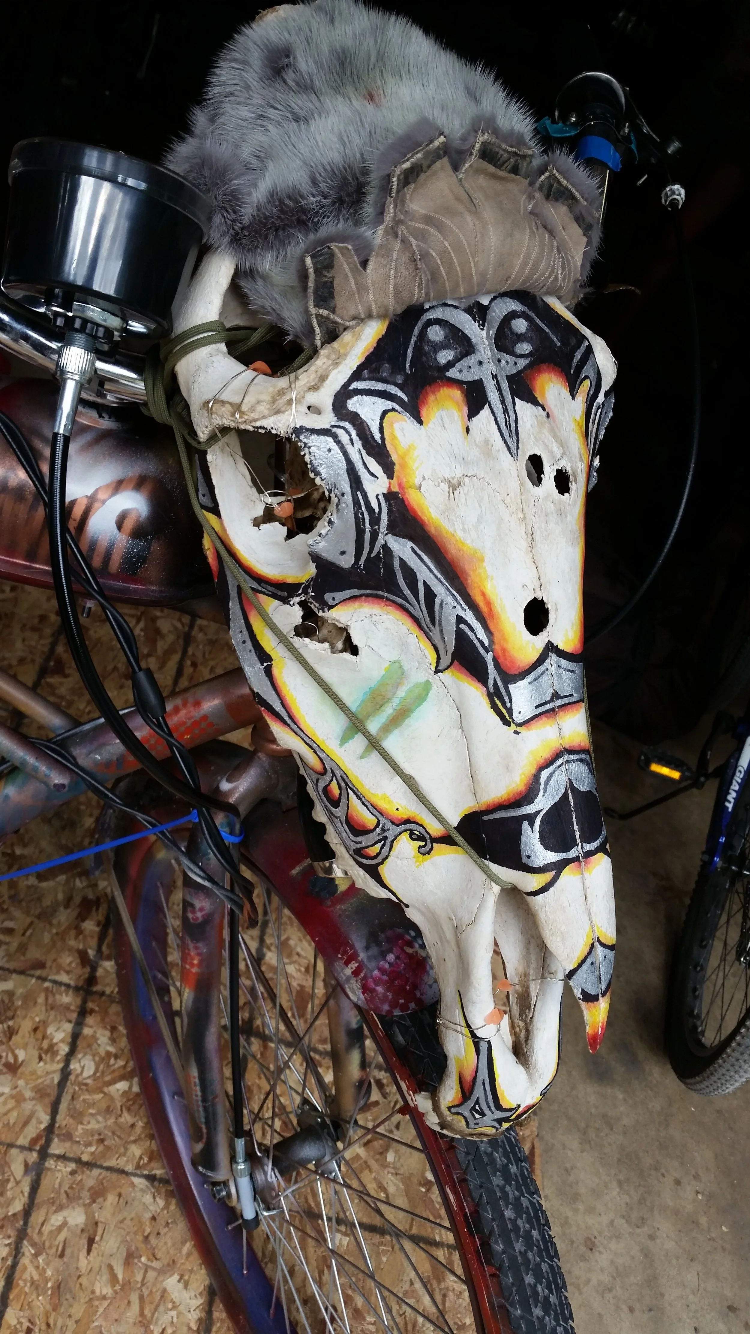 Decoration for a friend's motorized bicycle, called the Conqueenistador!