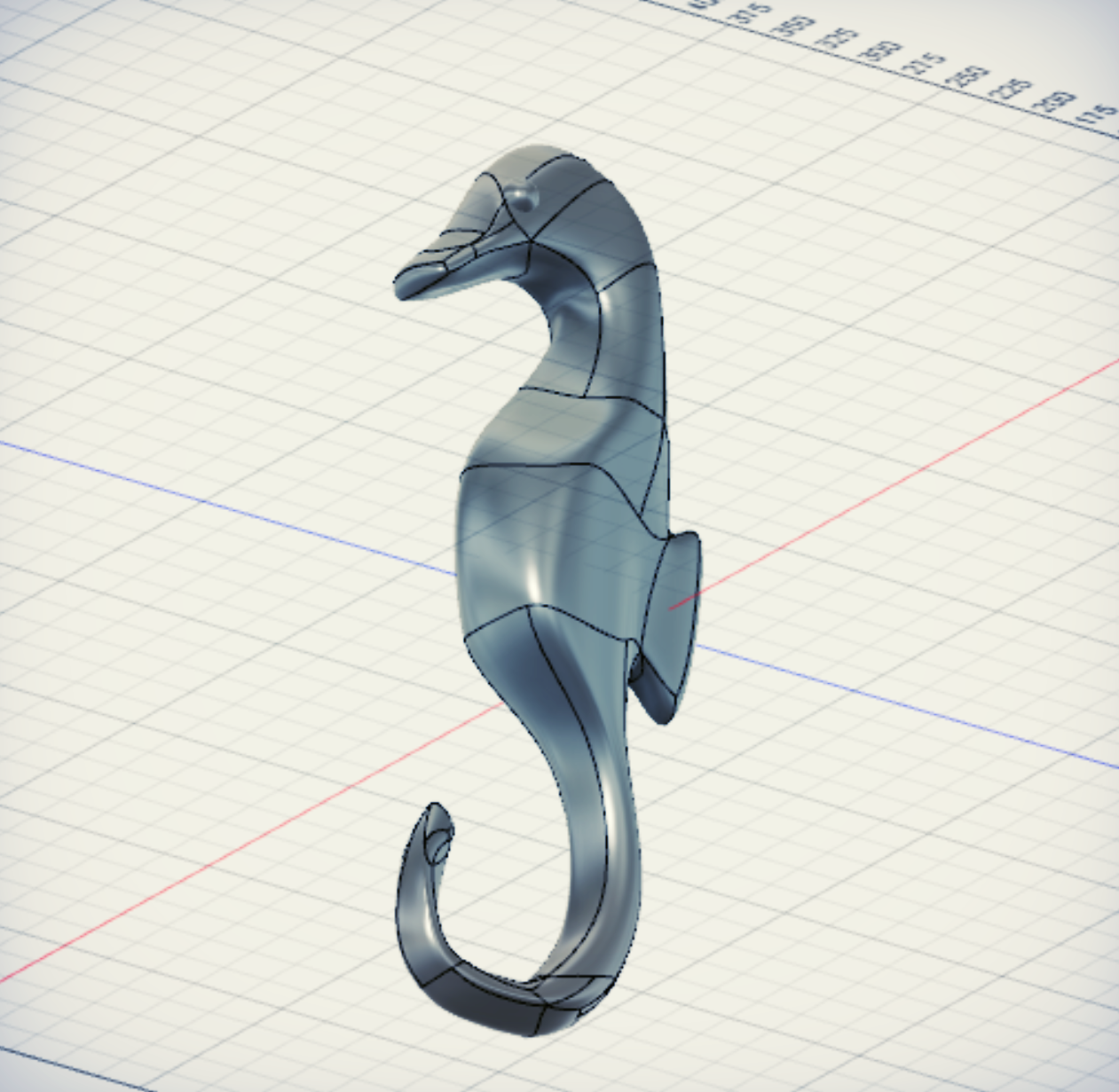 3D model of seahorse in Fusion 360