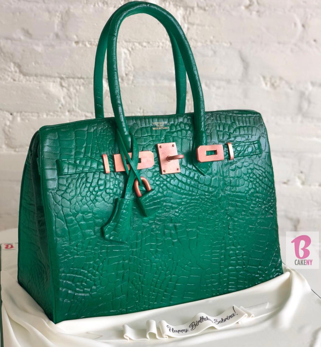 birkin bag cake in green