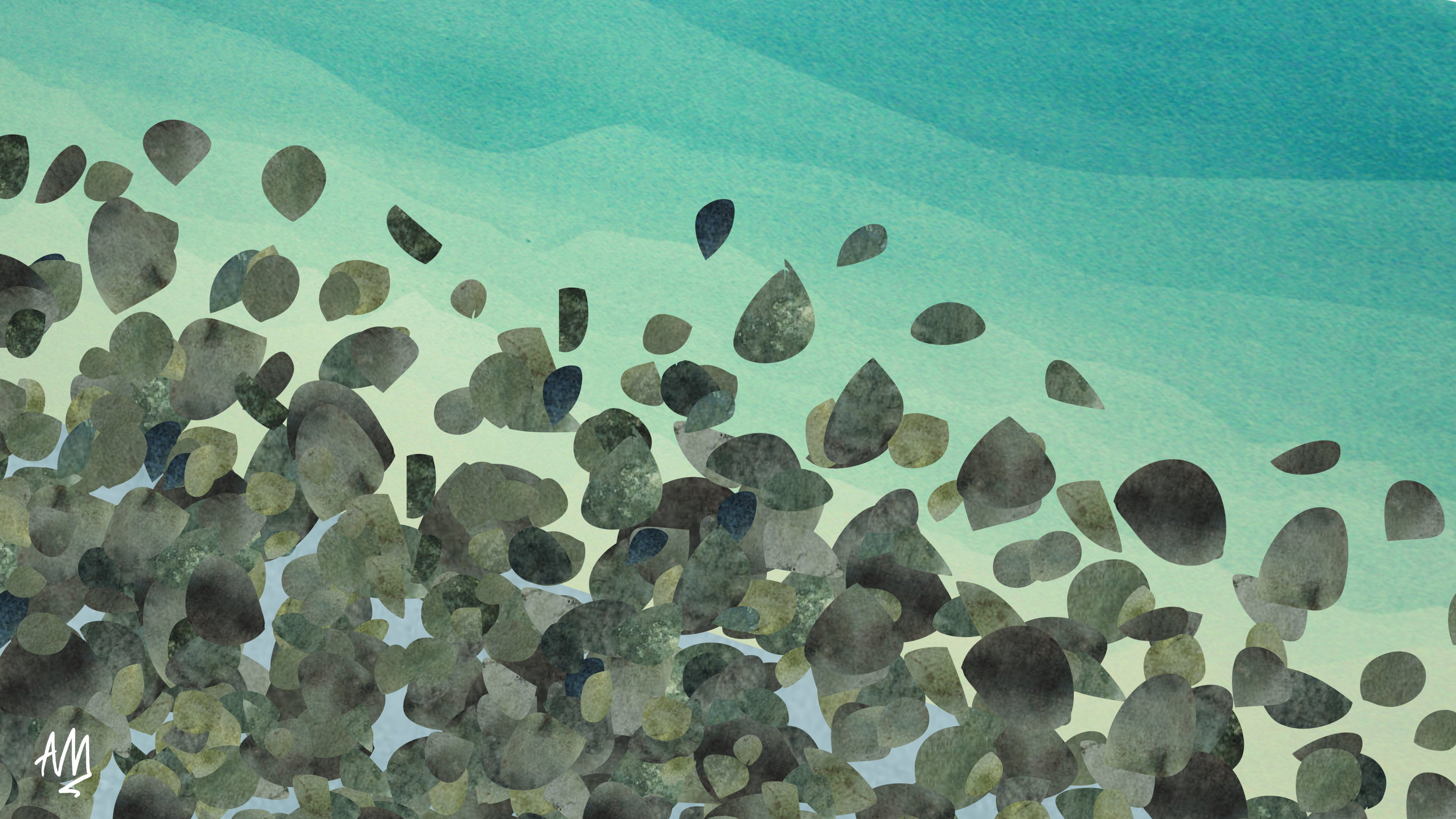 Paper World Concept Art Watercolor textures collaged digitally, exploring what paper world might look like.