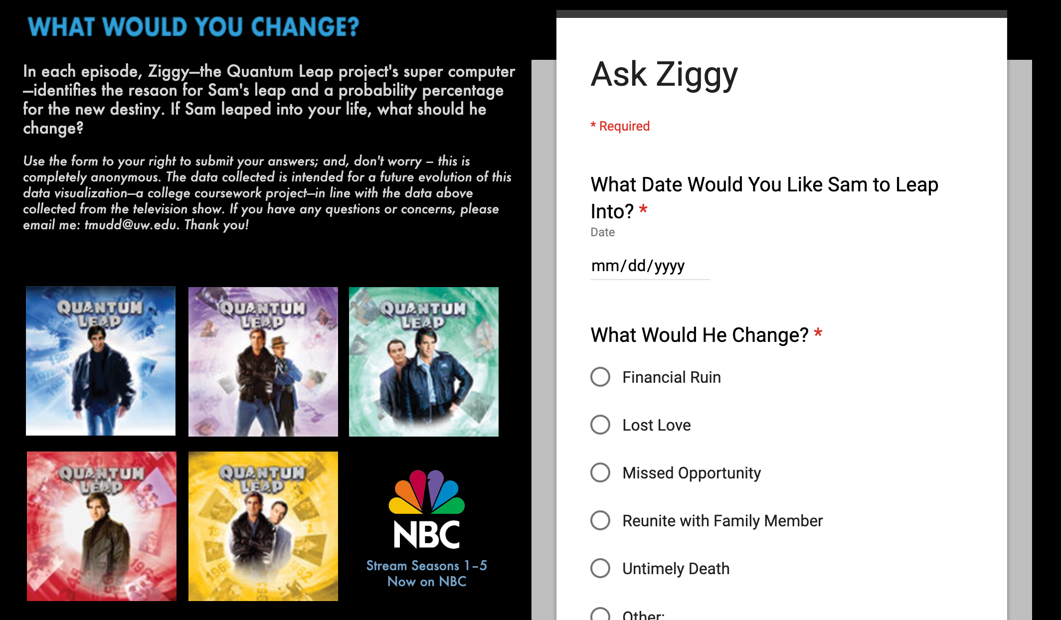 Inclusion of a Google Form provided the answer to part five of the narrative arc, ‘Resolution.’