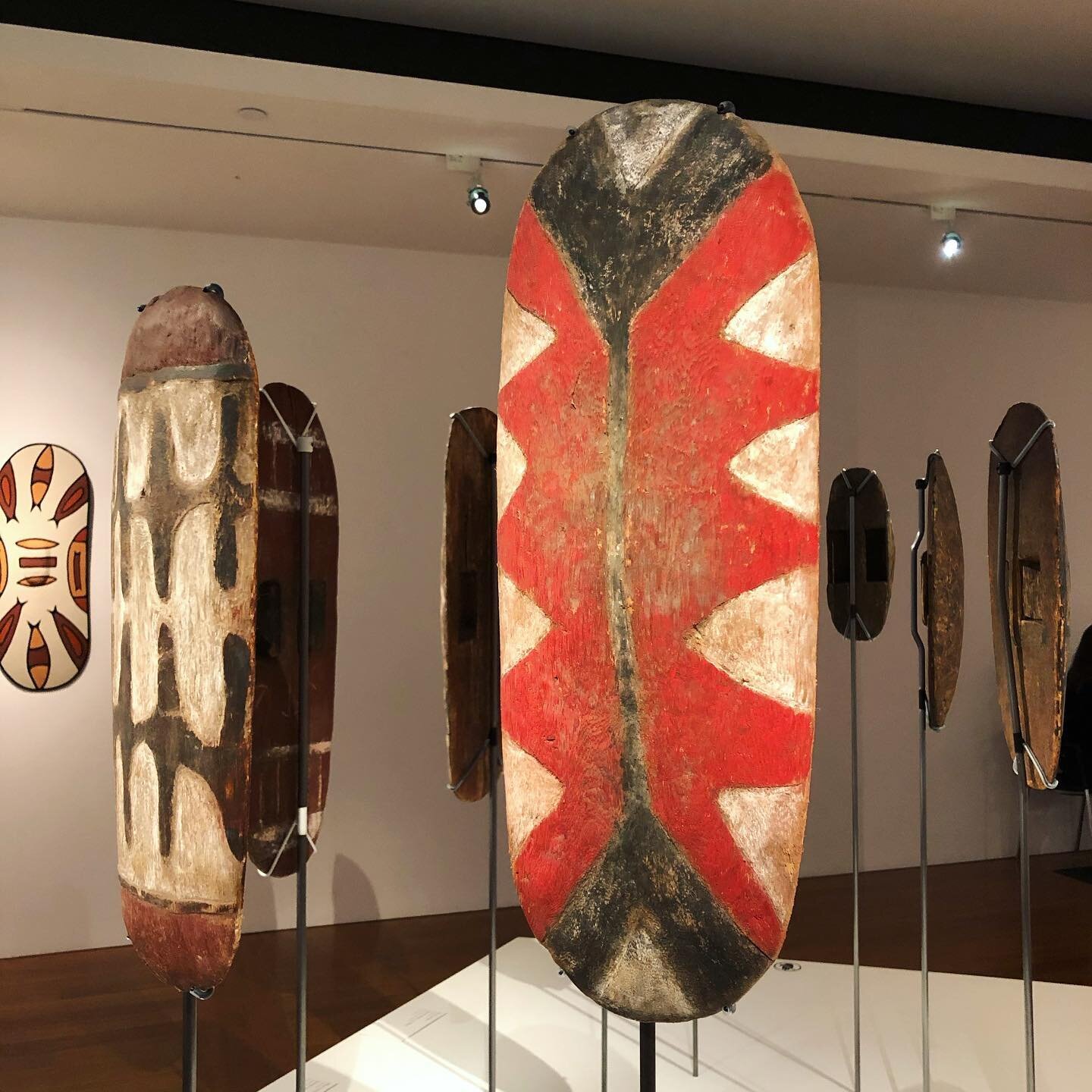 Extraordinary collection of 19th century Murri war shields on display @QAGOMA ❤️🖤💛