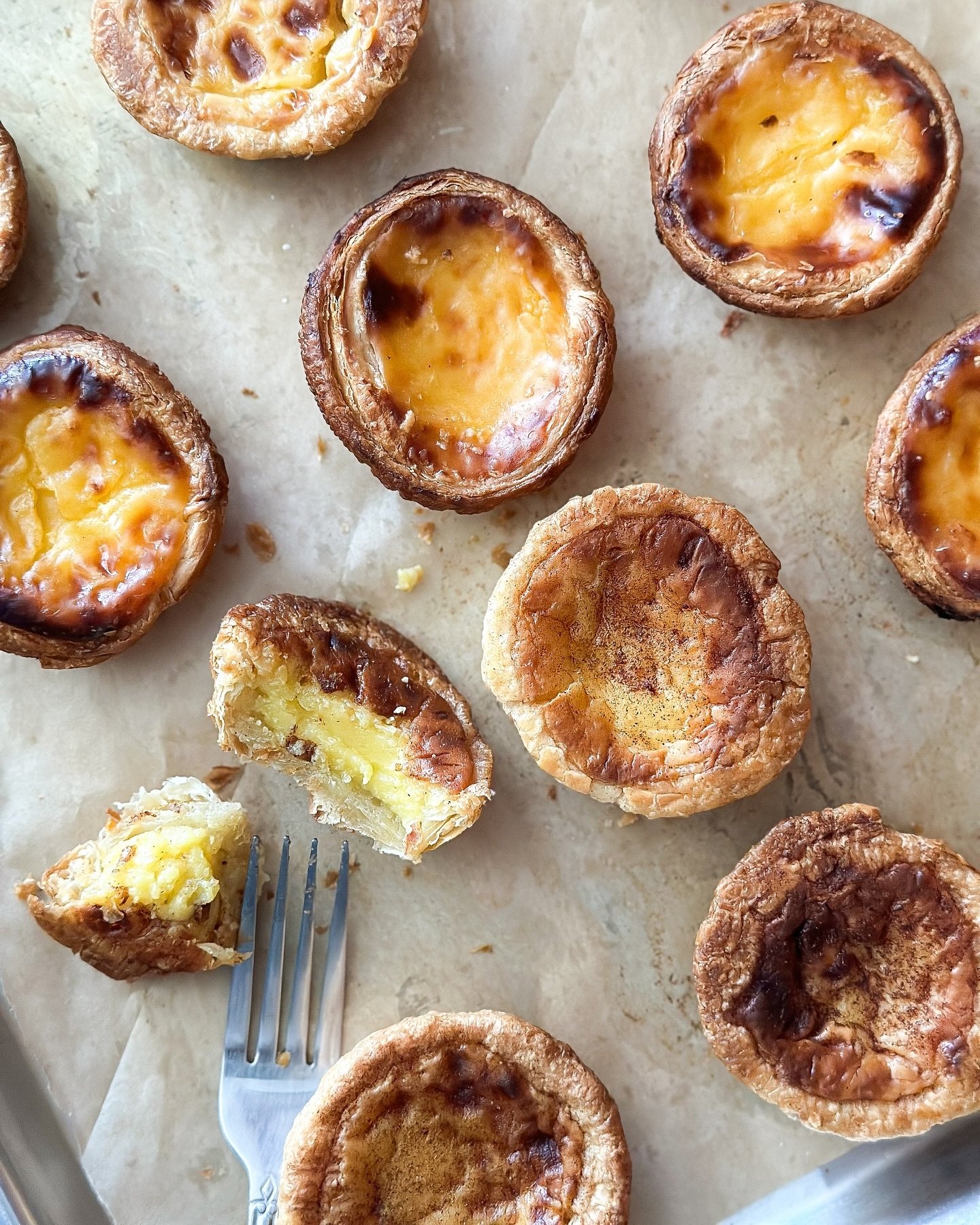 Have you ever had a Portuguese Egg Tart? Our Macau inspired version is made of a flaky and buttery puff pastry shell that is filled with a silky egg custard made with a hint of coconut milk and a dash of cinnamon, baked until perfectly golden, and sl