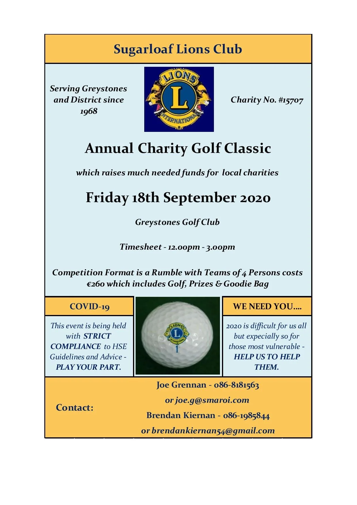 Sugarloaf Lions Golf Classic September 18th