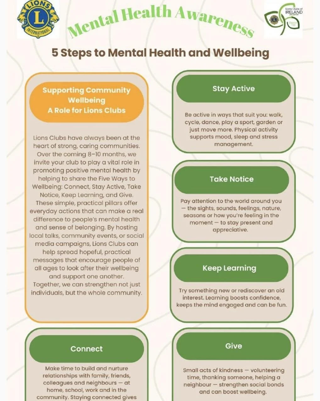 Mental Health Awareness - Lions Club Ireland