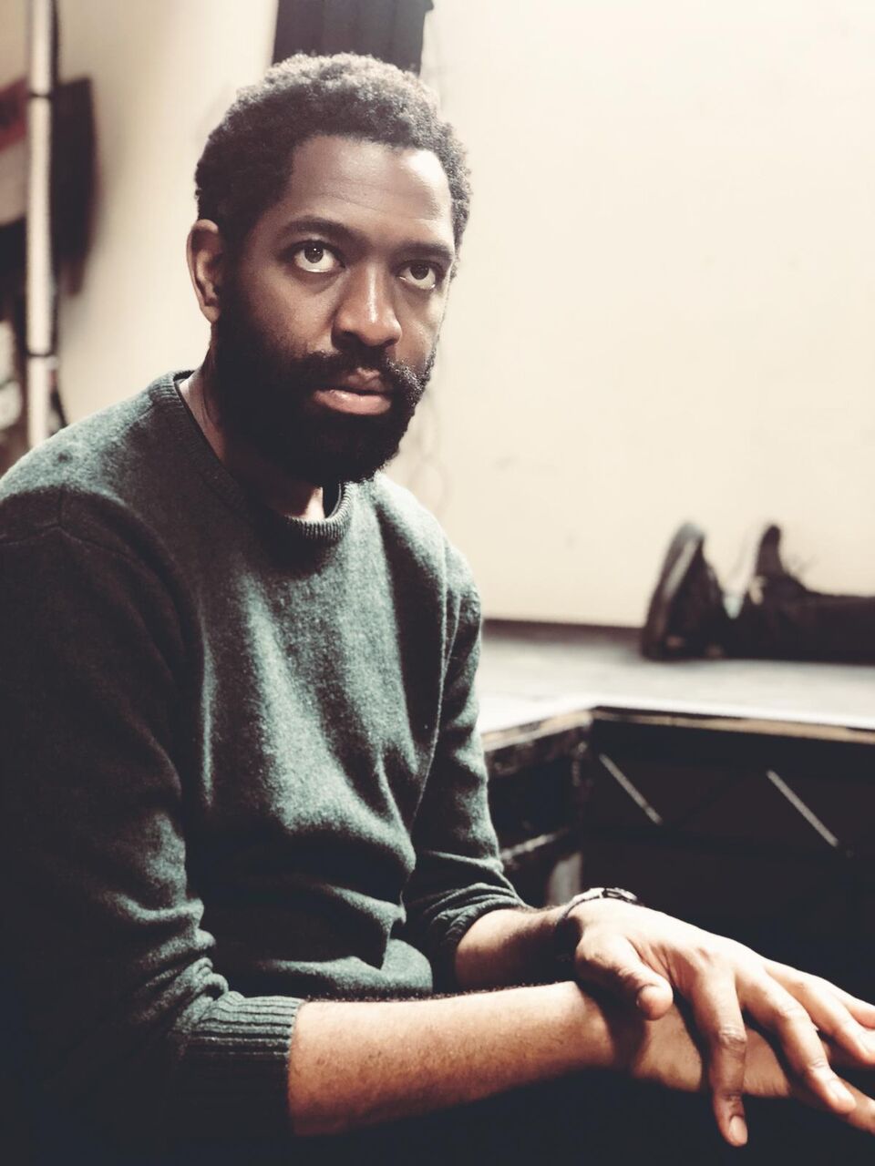 Jonathan Nyati in rehearsals for The Jungle
