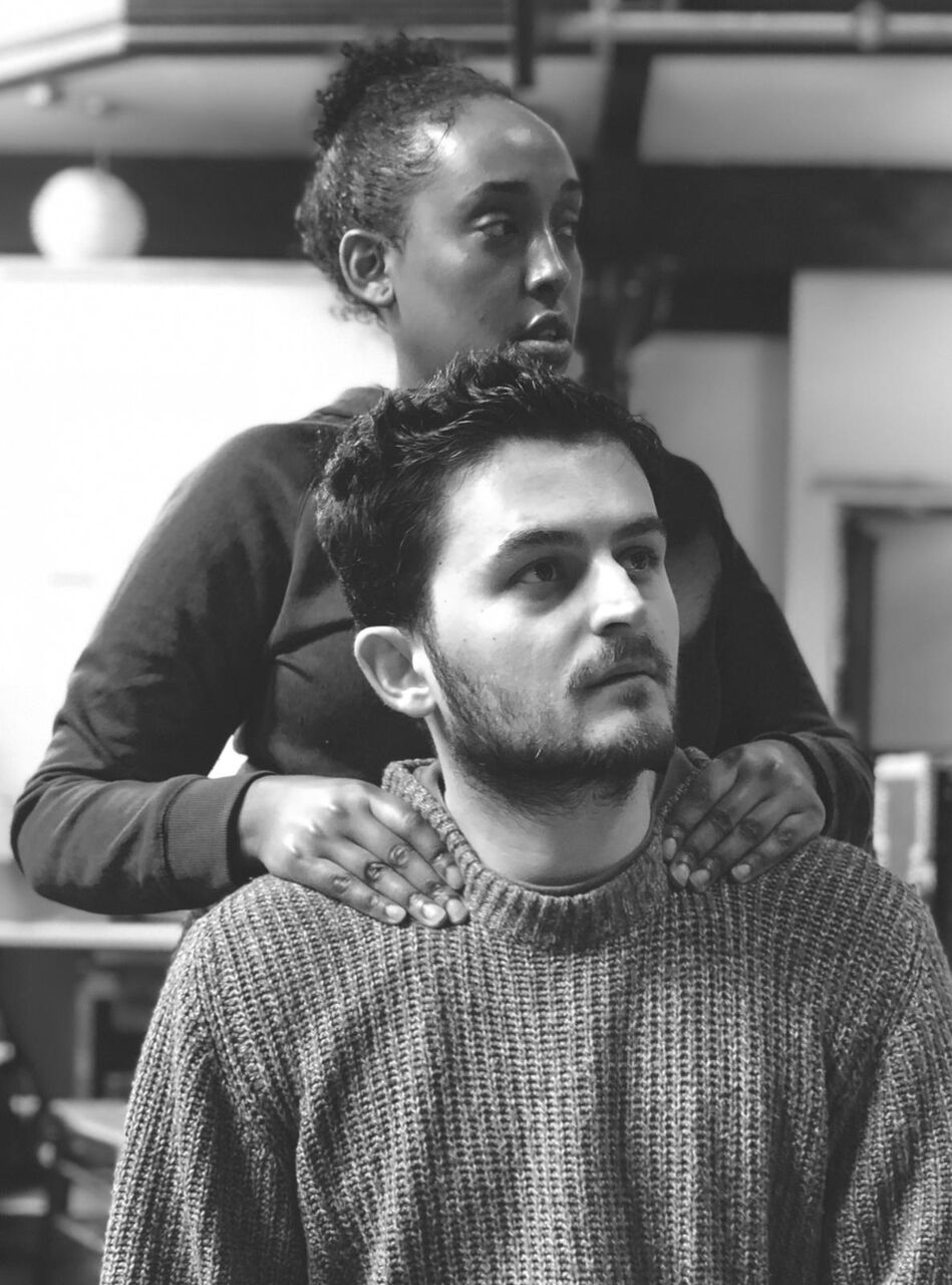 Elham Ehsas and Nahel Tzegai in rehearsals for The Jungle