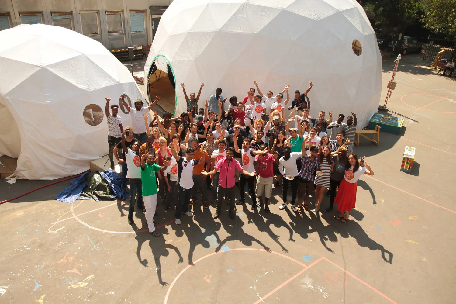 The Good Chance family outside the Paris Dome, Summer 2018