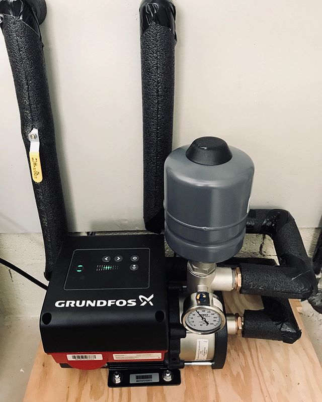 Low pressure? There could be a few different culprits. However, in some cases the pressure has to be boosted with a pump. Check out this booster pump from Grundfos we recently installed for a customer. #huntsvilleal #plumbing