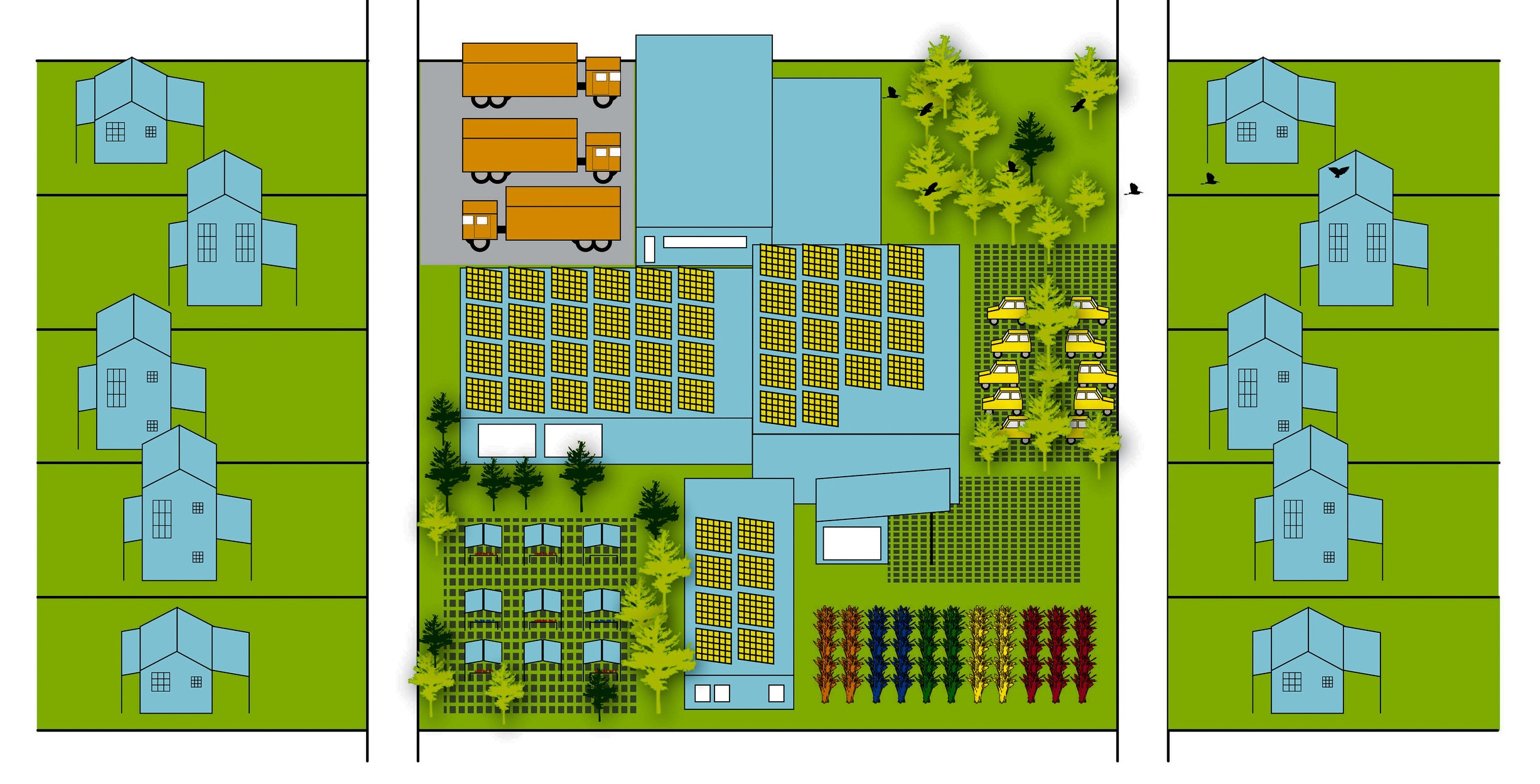 Food Hubs—Vacant lots become food hubs for the aggregation and distribution of fresh food.