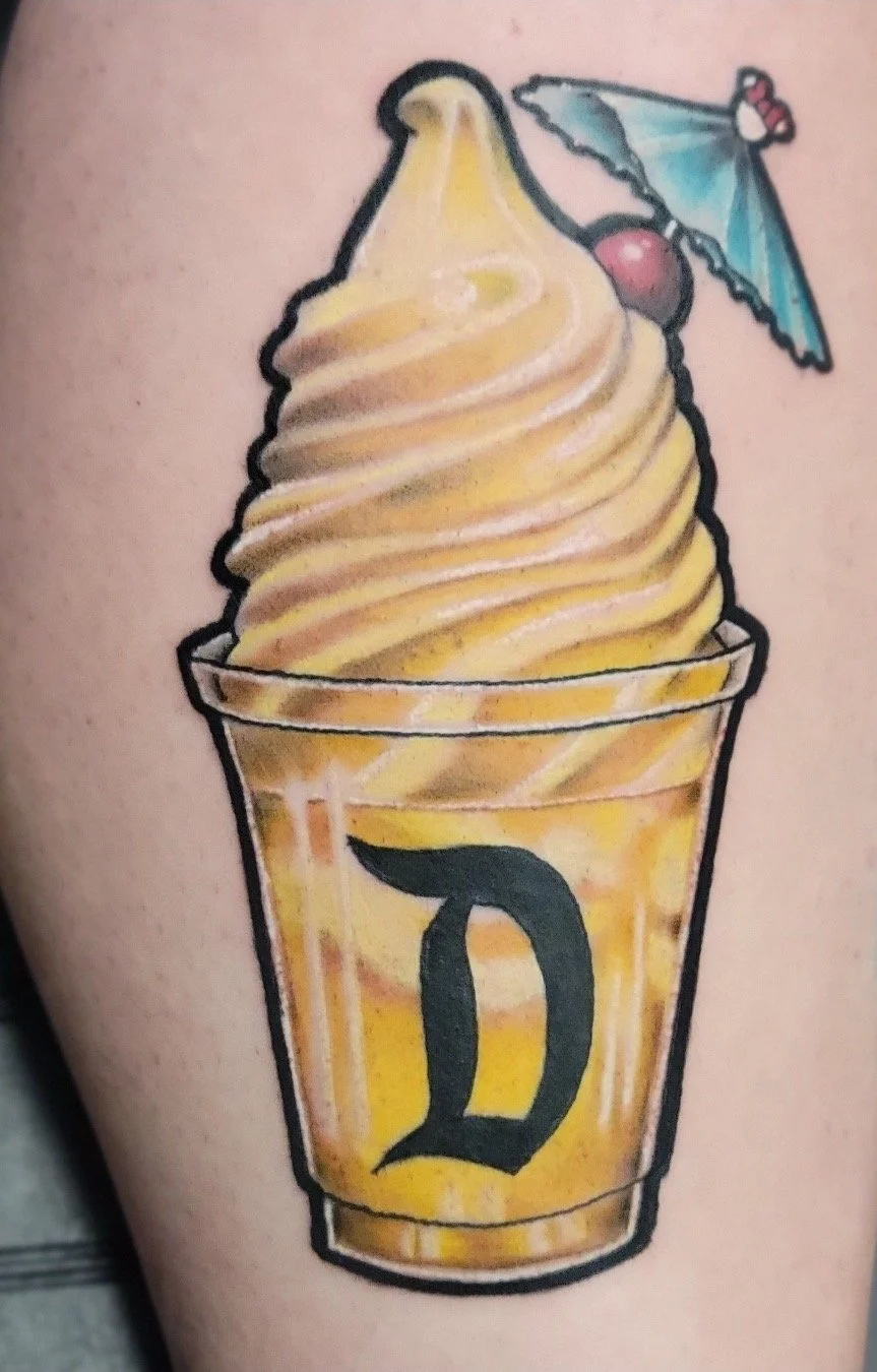 Color Tattoo of a Disneyland Dole whip.