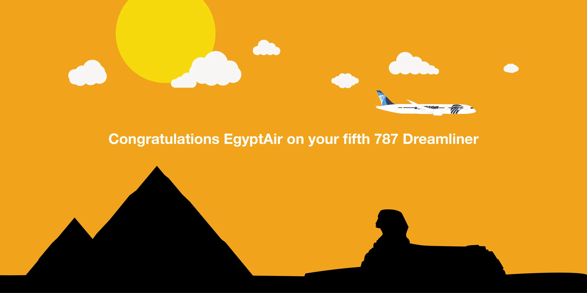 Two concepts were presented in English to our business partner to share ideas of how we could display the messaging. To customize the 787 airplane, I stripped down the Egypt Air logo, livery graphics, and colors to keep the graphics simple, yet stil…