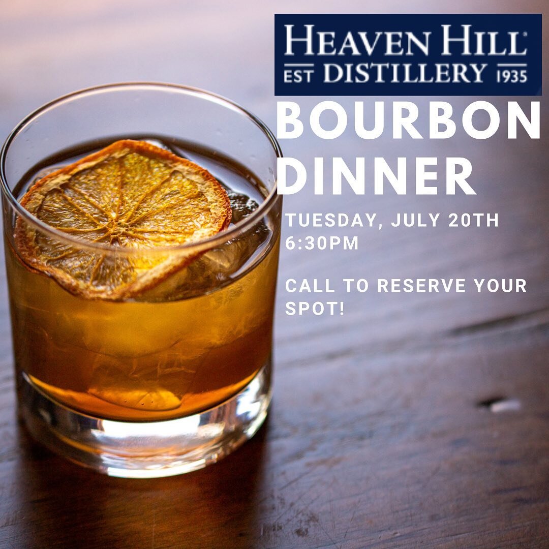 ❗️Date Change❗️⁣
⁣
Join us for a Bourbon Dinner with Heaven Hill Distillery on Tuesday, July 20th! Call to reserve your spot (630) 654-1616 &amp; stay tuned for the menu coming this week!