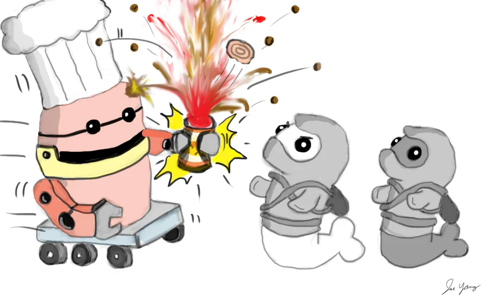 Ninja Seals see an immediate issue with their robot chef's handling of canned items