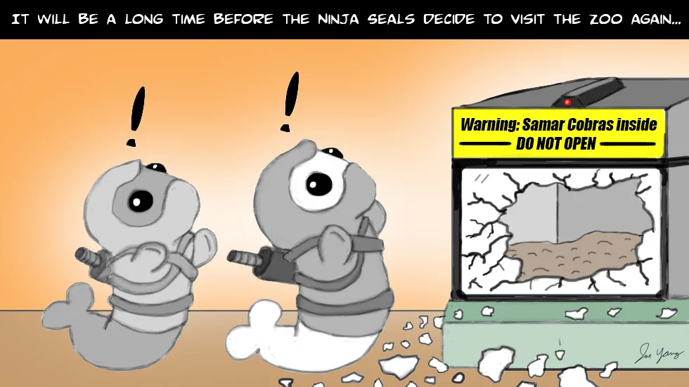 It'll be a long time before the Ninja Seals decide to visit the zoo again