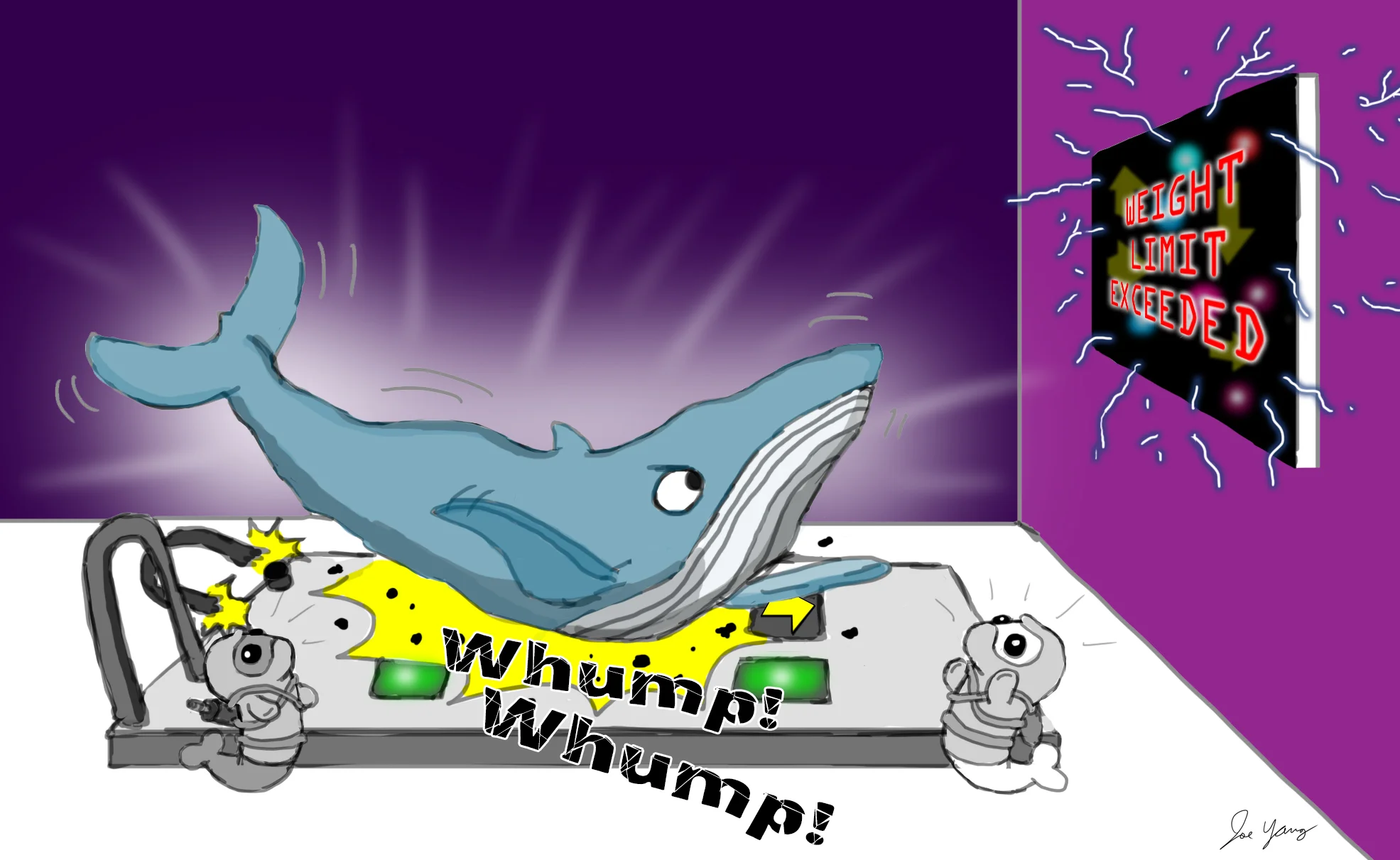 The Ninja Seals can't tell if Wilbur the Whale is either winning or losing the dancing game