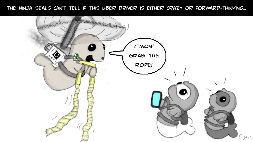 The Ninja Seals can't tell if this Uber driver is either crazy or forward-thinking
