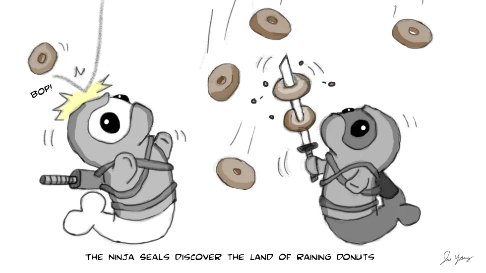 The Ninja Seals discover the Land of Raining Donuts