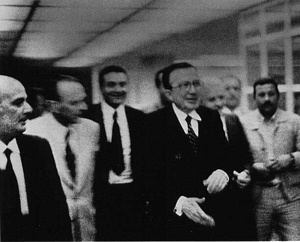  Prime minister Giulio Andreotti together with Mafia boss Nino Salvo in Hotel Zagarella, Palermo, 1978. Photo by Letizia Battaglia 