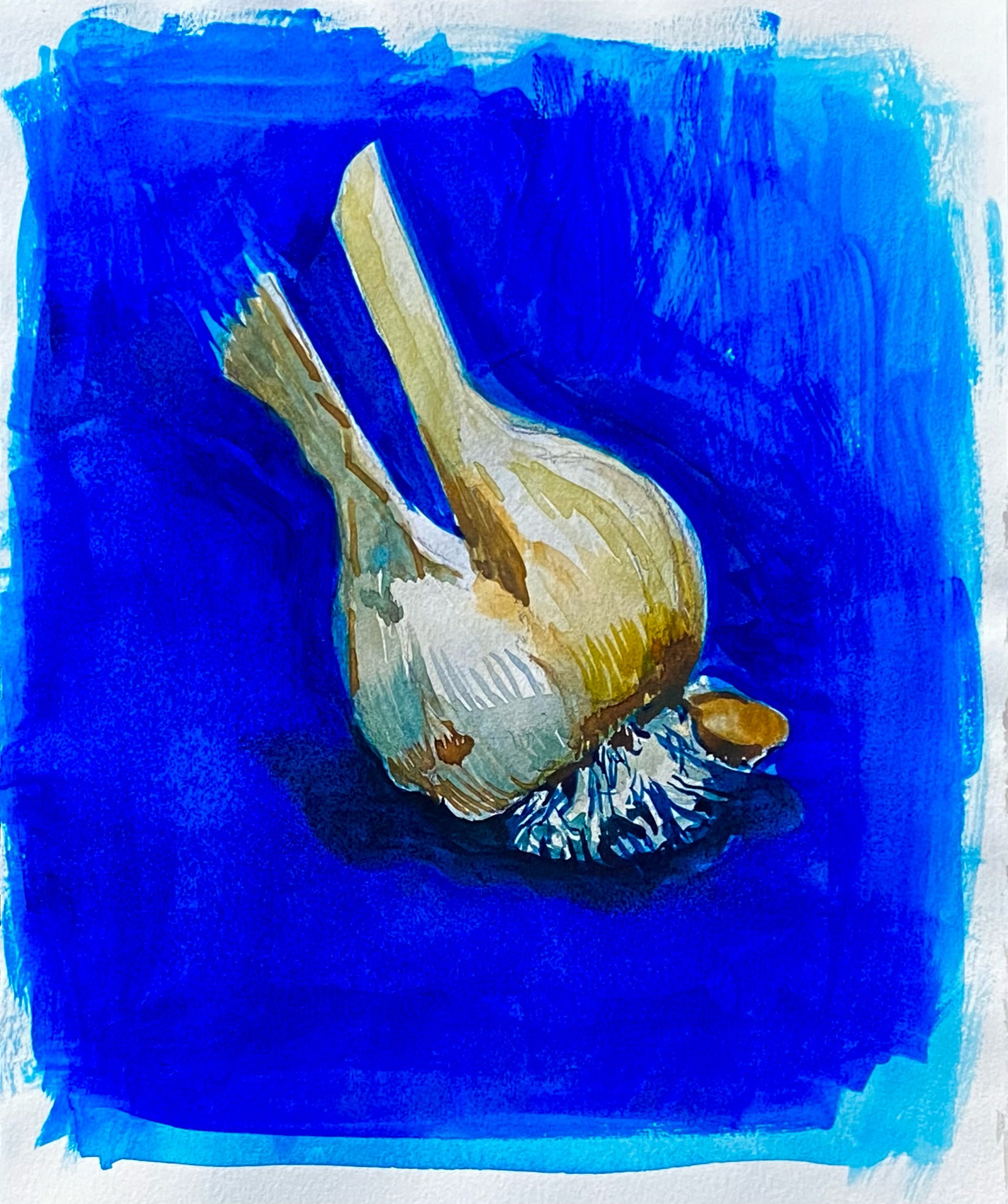 Garlic on Blue Formica