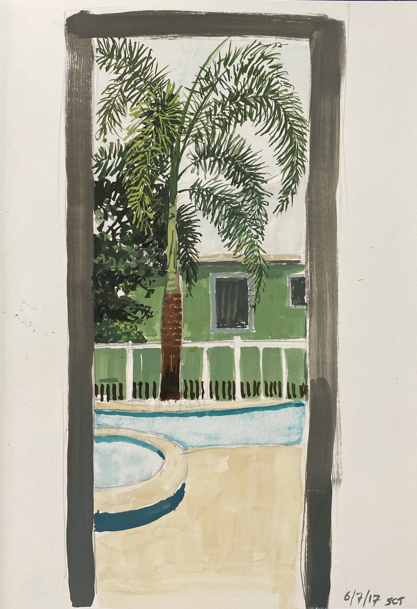 Window View, Pool on a Gray Day