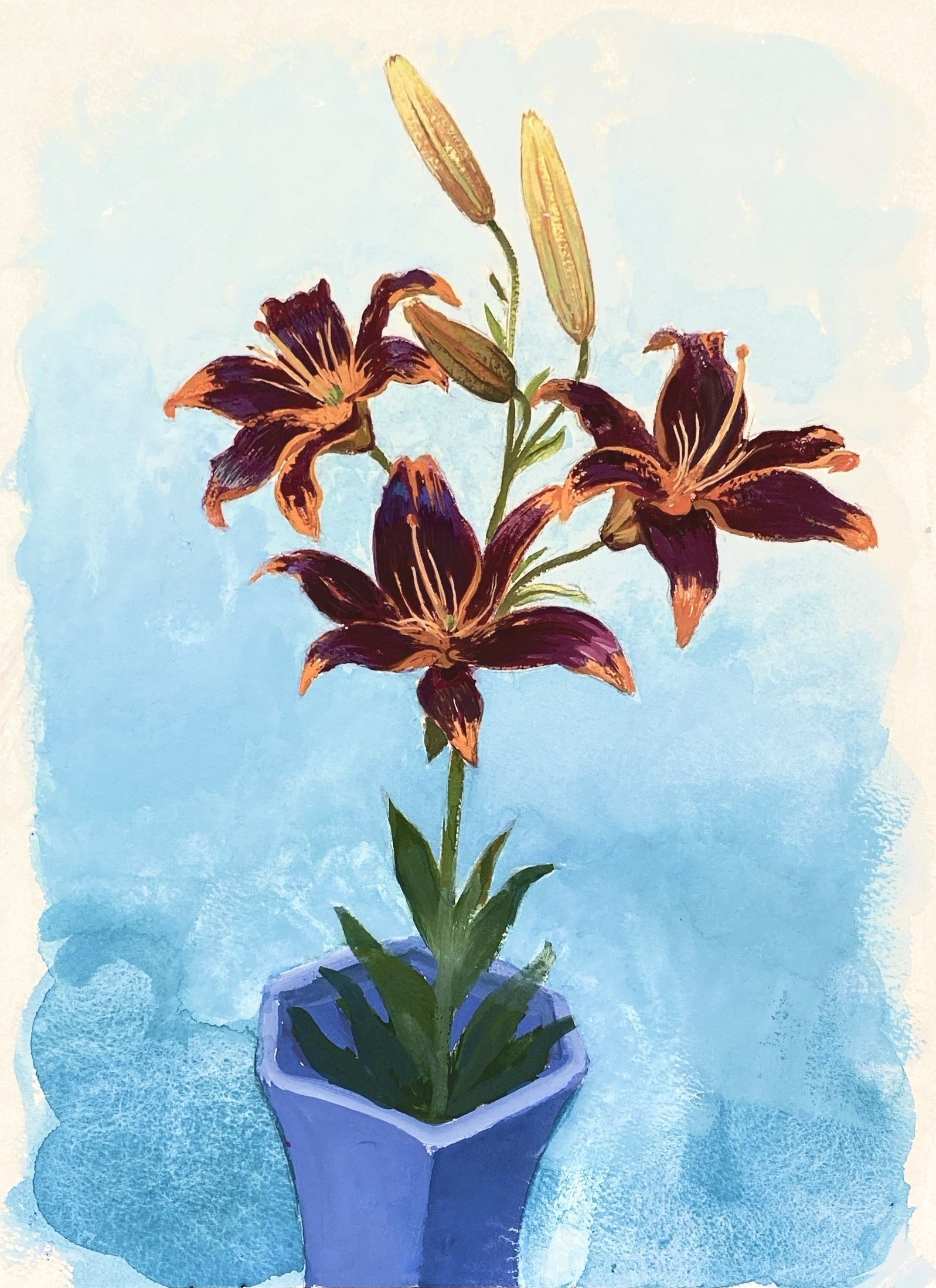 Asiatic Lilies in a Squash Blossom Vase