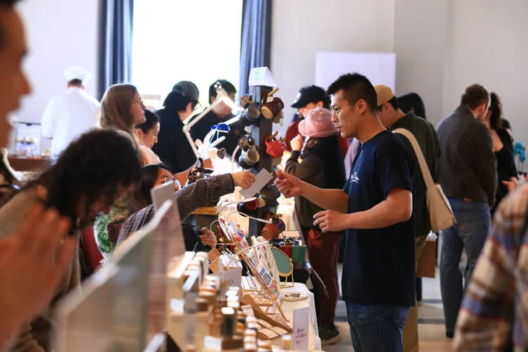 Local vendors at a market