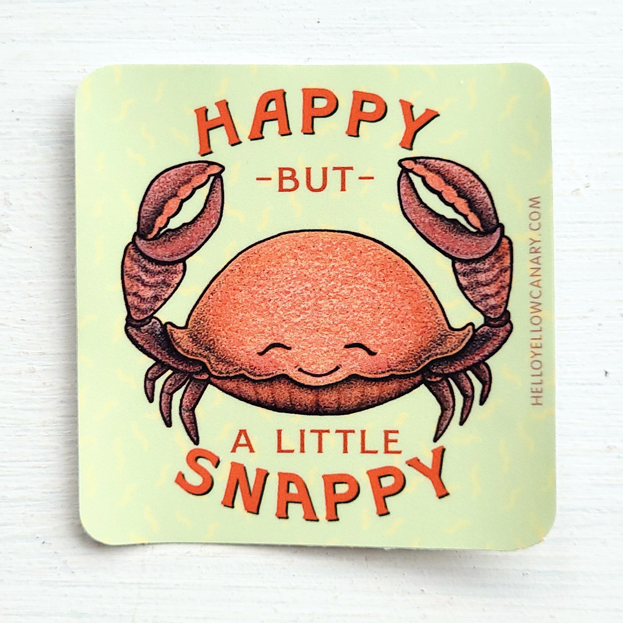 Hello Yellow Canary - Happy Snappy Crab Sticker.jpg