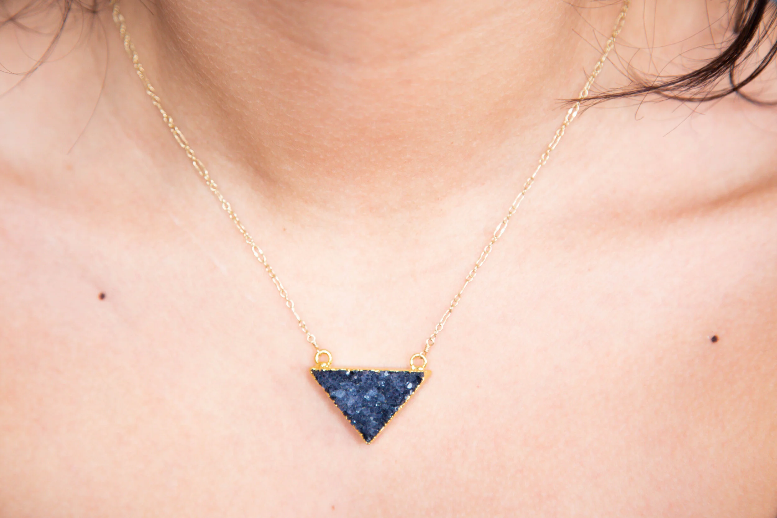 Natural Druzy Bar Necklace 