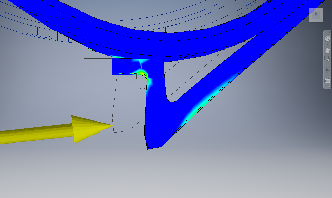 Third Iteration FEA Showing a Gap between the tooth and the root.