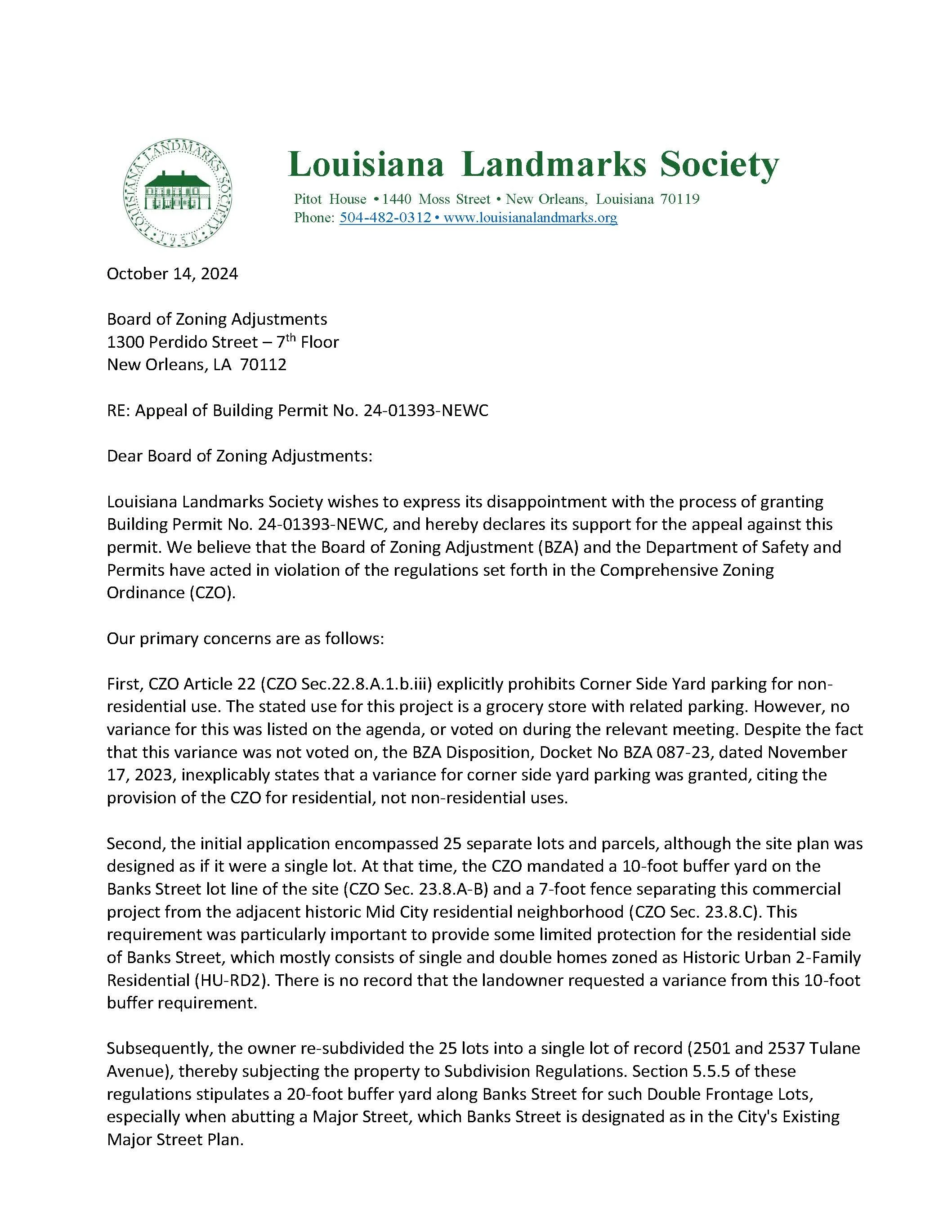 10-14-2024: Appeal of Building Permit No. 24-01393-NEWC