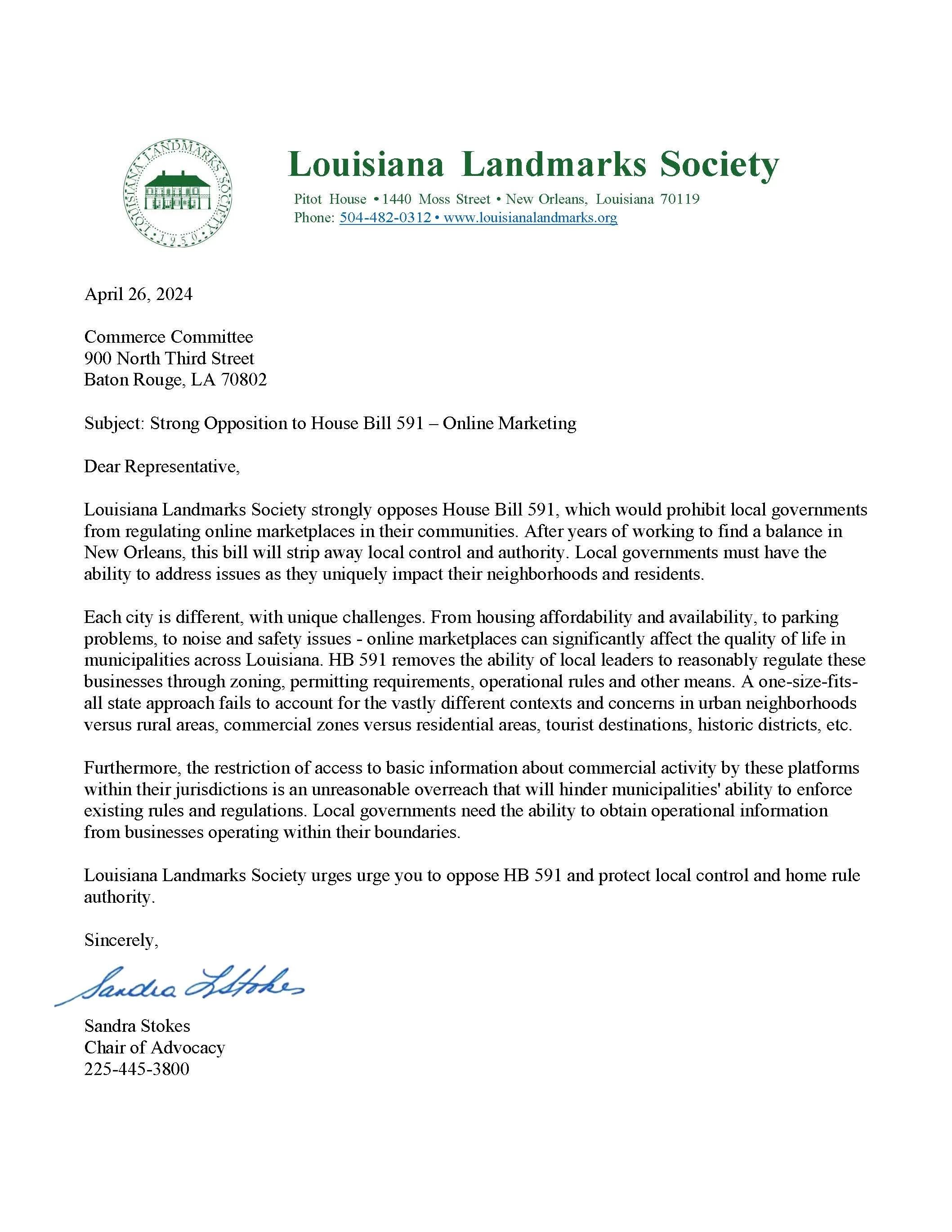 4-26-2024: Strong Opposition to House Bill 591 – Online Marketing&nbsp;